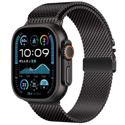 Apple Watch Ultra 49mm Zore KRD-121 Metal Hasır Kordon Siyah