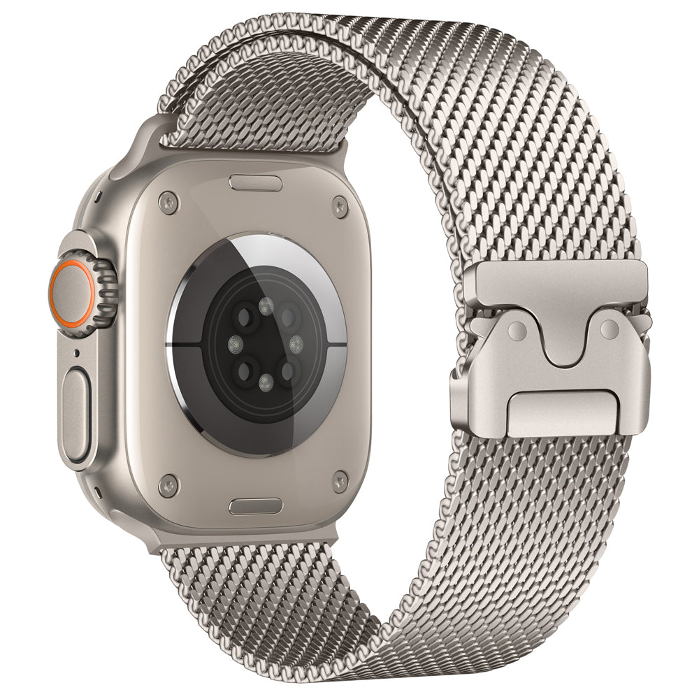 Apple Watch Ultra 49mm Zore KRD-121 Metal Hasır Kordon Starlight