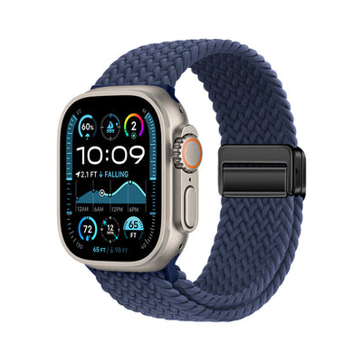 Apple Watch Ultra 49mm Zore KRD-134 Örgü Tasarımlı Hasır Kordon Strap Kayış Lacivert