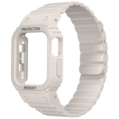 Apple Watch Ultra 49mm Zore KRD-142 Airbag Tasarımlı Kasa Koruyuculu Silikon Kordon Starlight