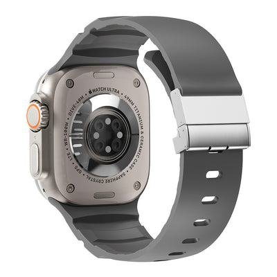 Apple Watch Ultra 49mm Zore KRD-145 Metal Tokalı Silikon Kordon Gri
