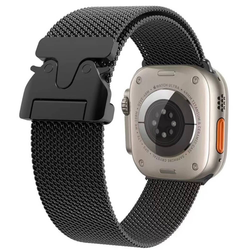 Apple Watch Ultra 49mm Zore KRD-25 Metal Hasır Kordon Gümüş