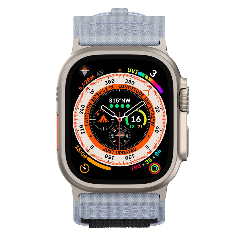 Apple Watch Ultra 49mm Zore KRD-99 Hasır Kordon Gri