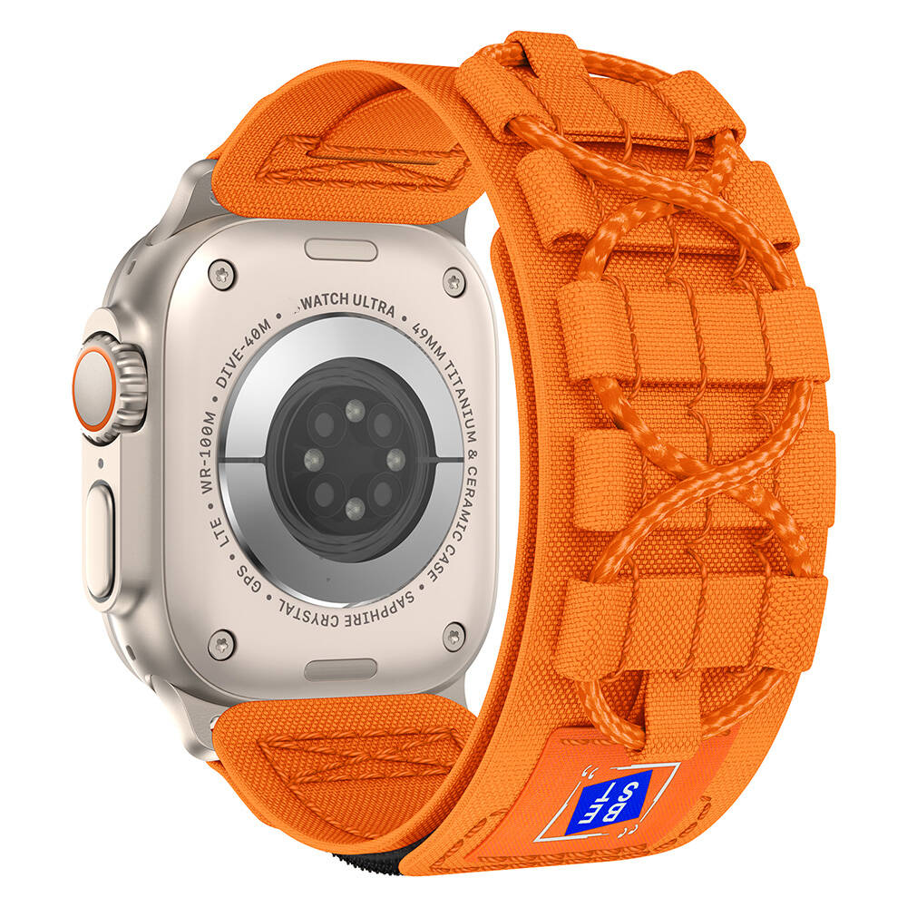 Apple Watch Ultra 49mm Zore KRD-99 Hasır Kordon Turuncu
