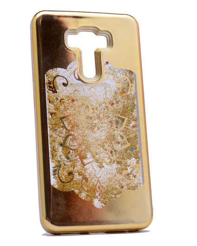 Asus Zenfone 3 Laser ZC551KL Kılıf Zore Lazer Çiçekli Sıvılı Silikon Gold