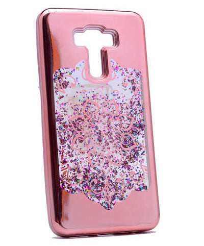 Asus Zenfone 3 Laser ZC551KL Kılıf Zore Lazer Çiçekli Sıvılı Silikon Pembe Açık