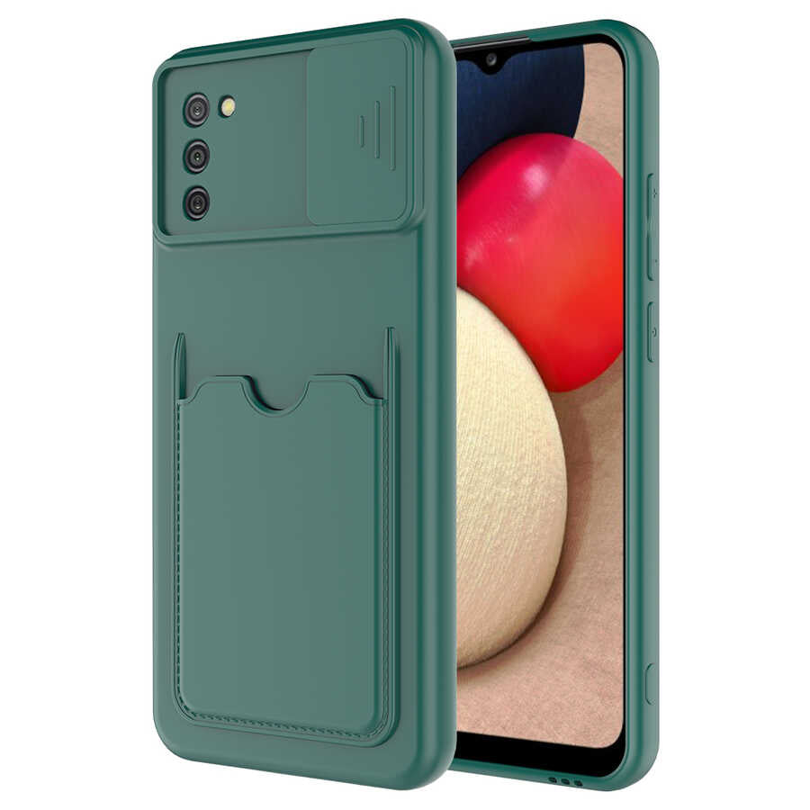 Galaxy A02S Kılıf Zore Kartix Kapak Koyu Yeşil