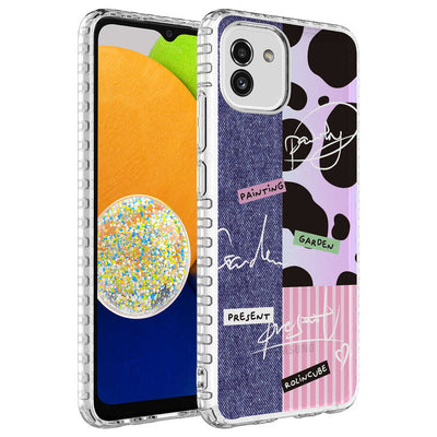 Galaxy A03 Kılıf Airbag Kenarlı Renkli Desenli Silikon Zore Elegans Kapak NO8