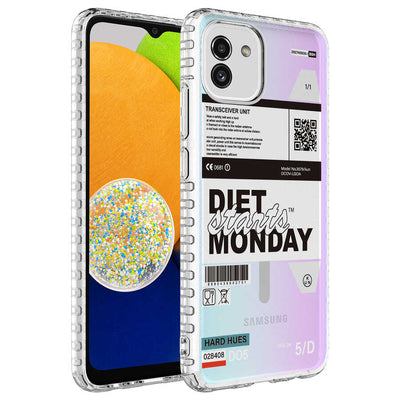 Galaxy A03 Kılıf Airbag Kenarlı Renkli Desenli Silikon Zore Elegans Kapak NO5