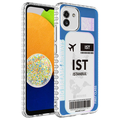 Galaxy A03 Kılıf Airbag Kenarlı Renkli Desenli Silikon Zore Elegans Kapak NO4