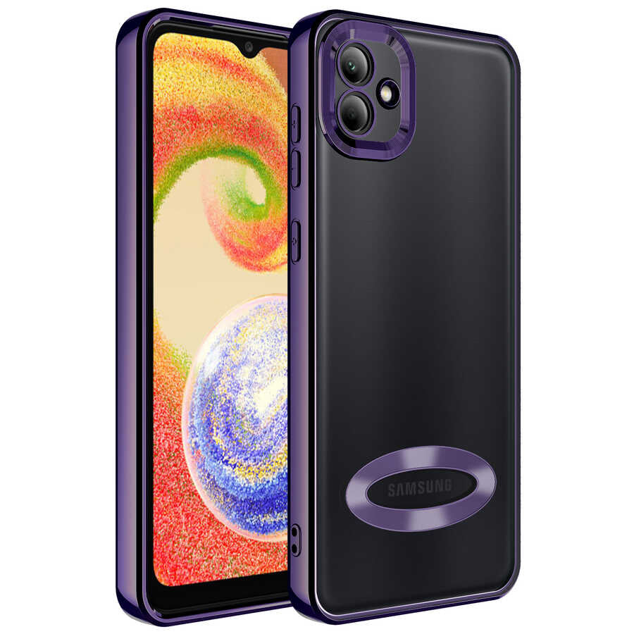 Galaxy A03 Kılıf Kamera Korumalı Logo Gösteren Zore Omega Kapak Derin Mor