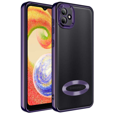 Galaxy A03 Kılıf Kamera Korumalı Logo Gösteren Zore Omega Kapak Derin Mor