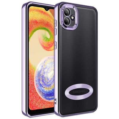 Galaxy A03 Kılıf Kamera Korumalı Logo Gösteren Zore Omega Kapak Lila