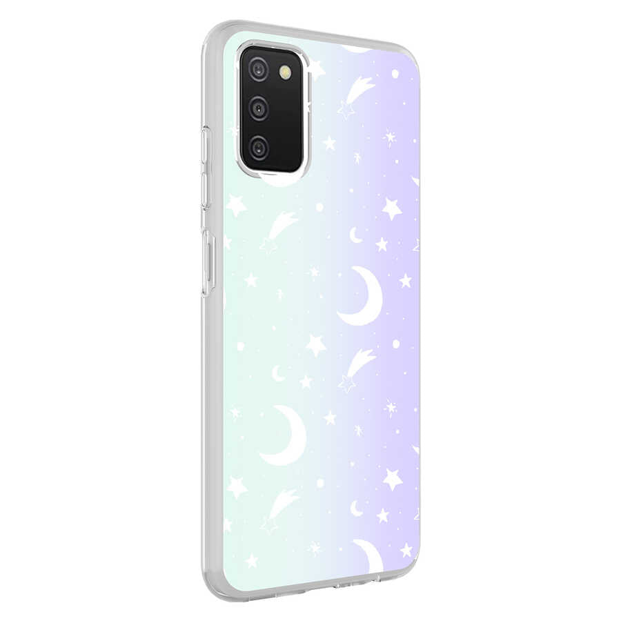 Galaxy A03S Kılıf Zore M-Blue Desenli Kapak Moon No4