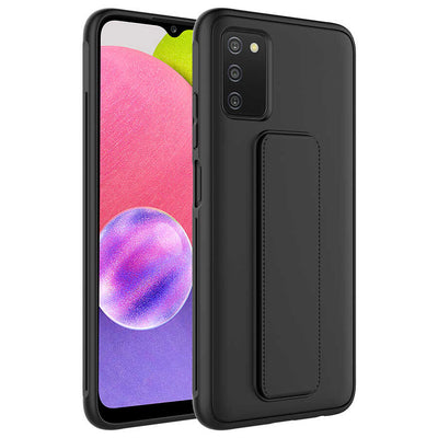 Galaxy A03S Kılıf Zore Qstand Kapak Siyah