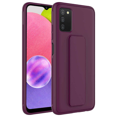 Galaxy A03S Kılıf Zore Qstand Kapak Mürdüm