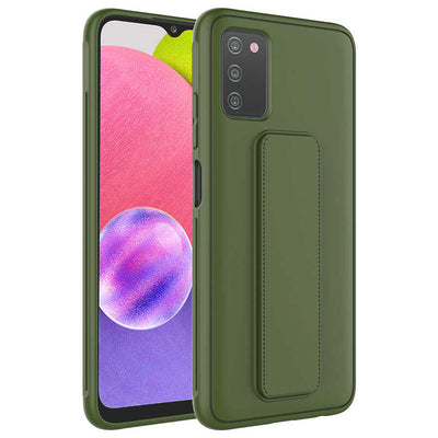 Galaxy A03S Kılıf Zore Qstand Kapak Mürdüm