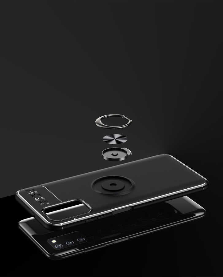 Galaxy A03s Kılıf Zore Ravel Silikon Kapak Siyah-Rose Gold