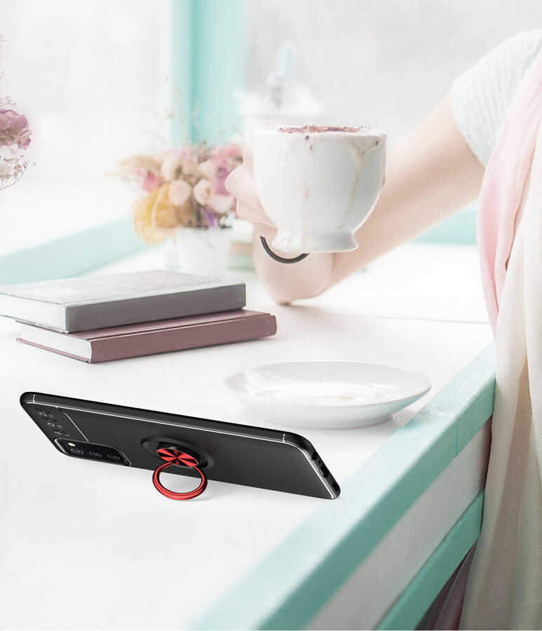 Galaxy A03s Kılıf Zore Ravel Silikon Kapak Siyah-Rose Gold