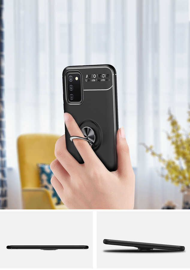 Galaxy A03s Kılıf Zore Ravel Silikon Kapak Siyah-Rose Gold