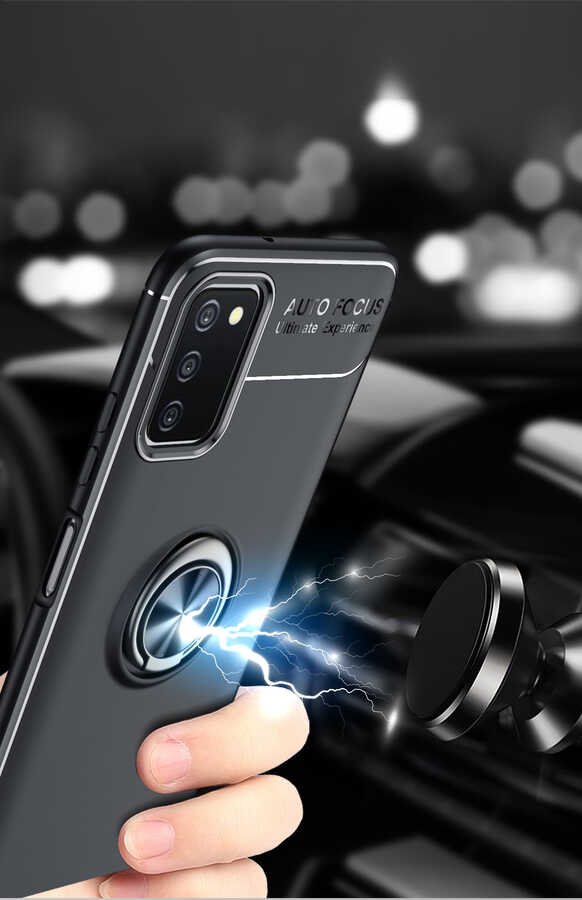 Galaxy A03s Kılıf Zore Ravel Silikon Kapak Siyah-Rose Gold