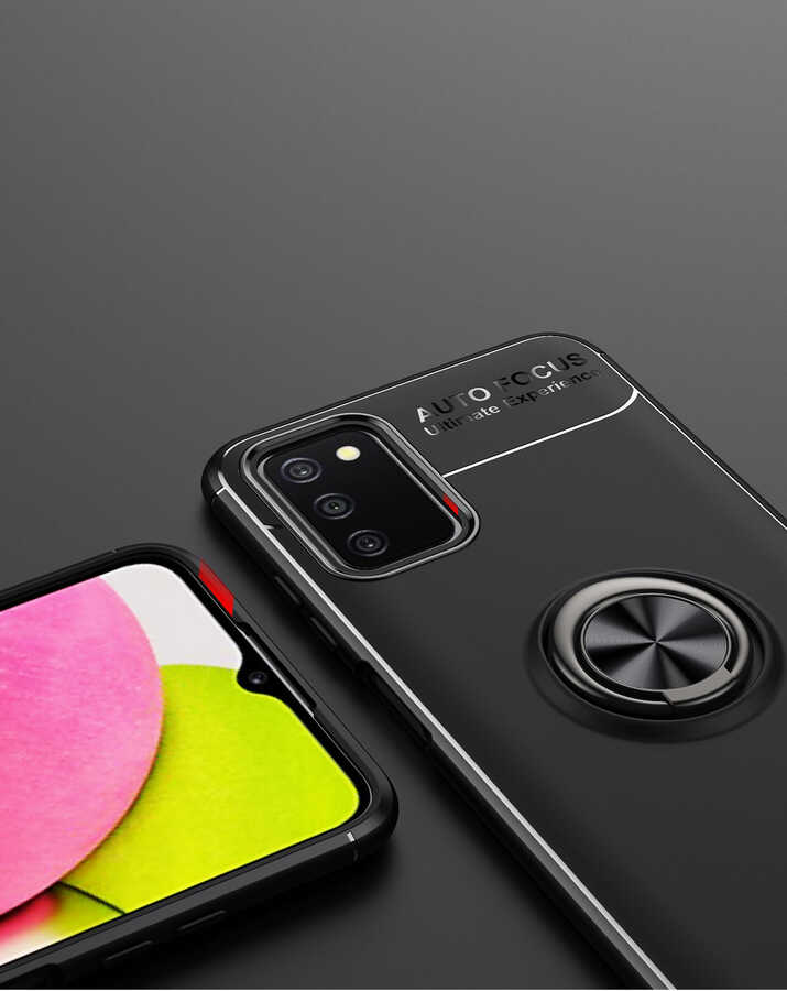 Galaxy A03s Kılıf Zore Ravel Silikon Kapak Siyah-Rose Gold