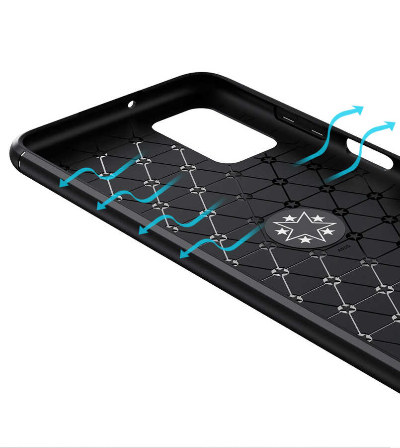 Galaxy A03s Kılıf Zore Ravel Silikon Kapak Siyah-Rose Gold