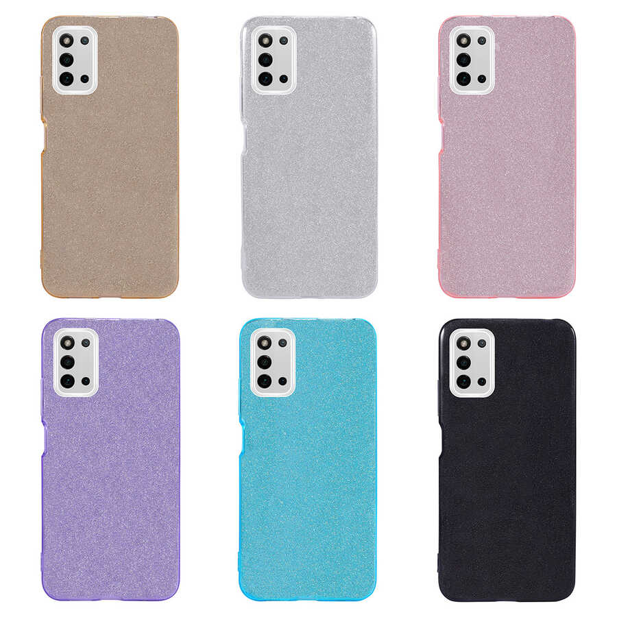 Galaxy A03S Kılıf Zore Shining Silikon Mavi