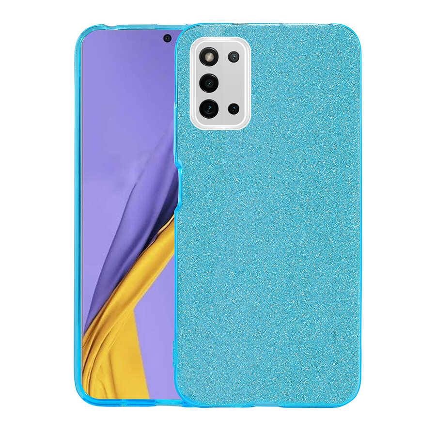 Galaxy A03S Kılıf Zore Shining Silikon Mavi