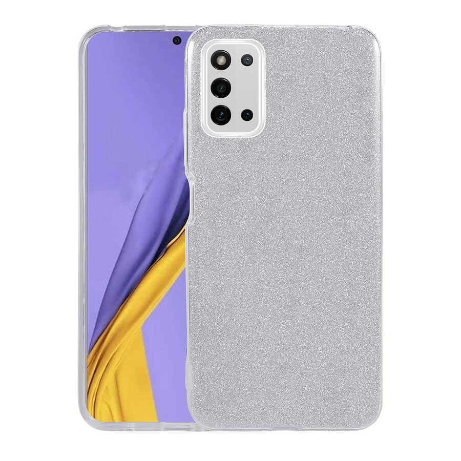Galaxy A03S Kılıf Zore Shining Silikon Gümüş