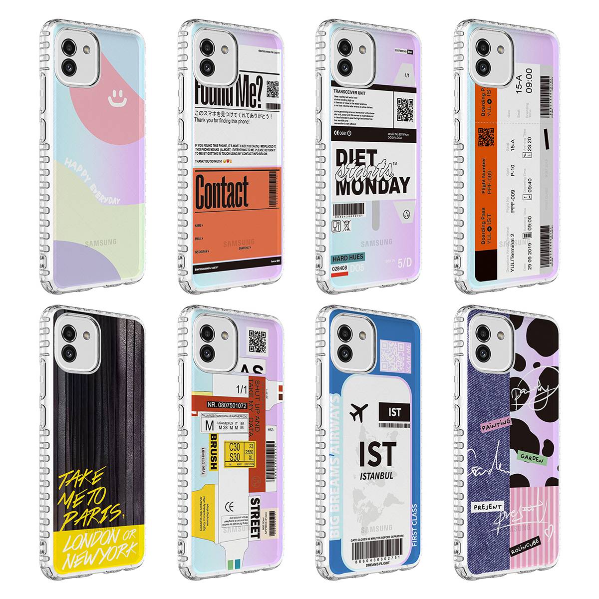 Galaxy A04 Kılıf Airbag Kenarlı Renkli Desenli Silikon Zore Elegans Kapak NO7