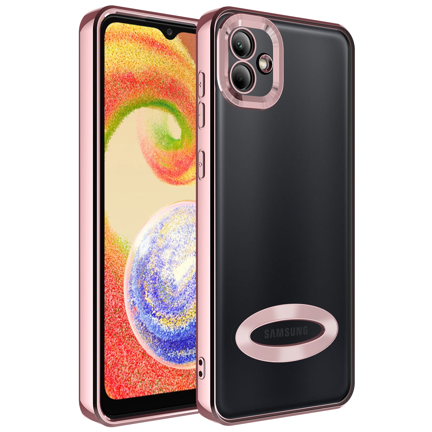 Galaxy A04 Kılıf Kamera Korumalı Logo Gösteren Zore Omega Kapak Rose Gold