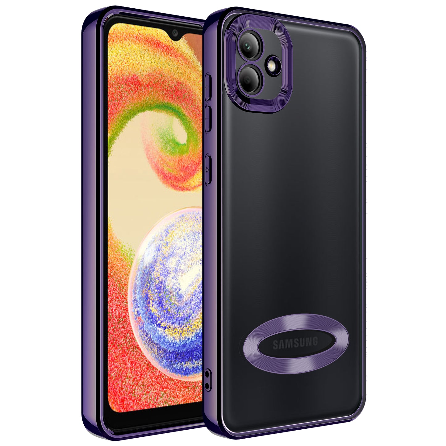 Galaxy A04 Kılıf Kamera Korumalı Logo Gösteren Zore Omega Kapak Derin Mor
