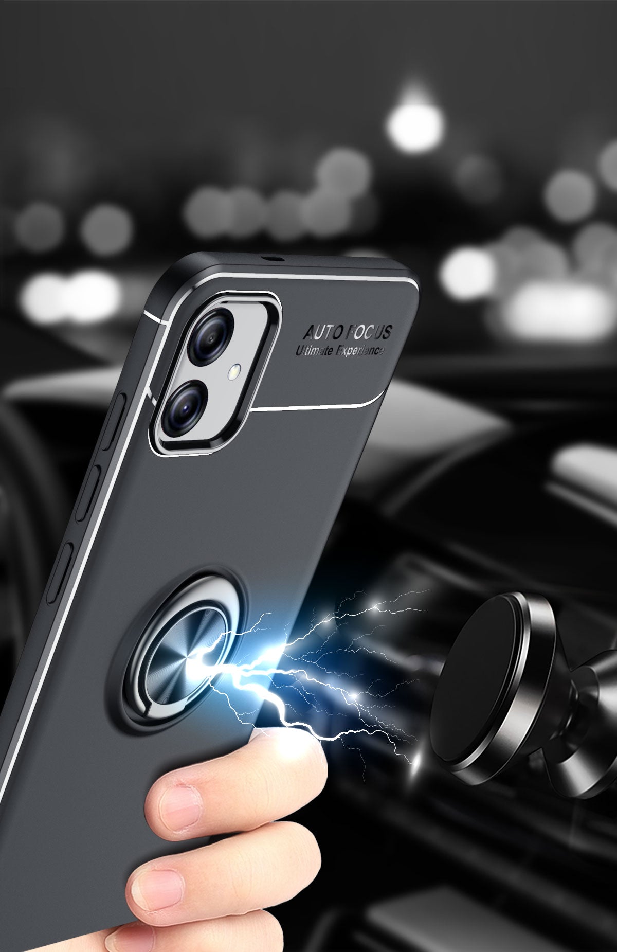 Galaxy A04E Kılıf Zore Ravel Silikon Kapak Siyah-Mavi