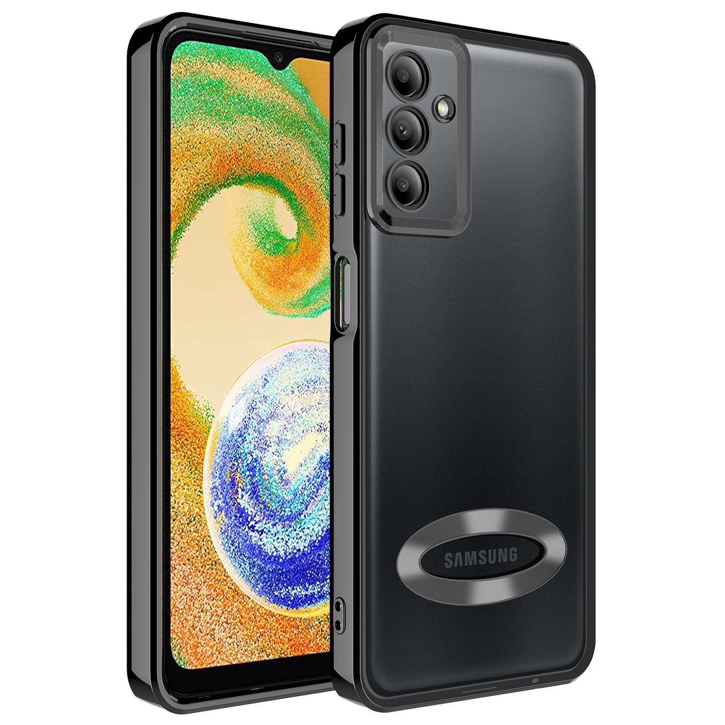 Galaxy A04S Kılıf Kamera Korumalı Logo Gösteren Zore Omega Kapak Siyah