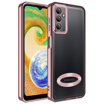 Galaxy A04S Kılıf Kamera Korumalı Logo Gösteren Zore Omega Kapak Rose Gold