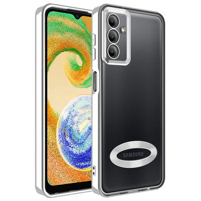 Galaxy A04S Kılıf Kamera Korumalı Logo Gösteren Zore Omega Kapak Gümüş