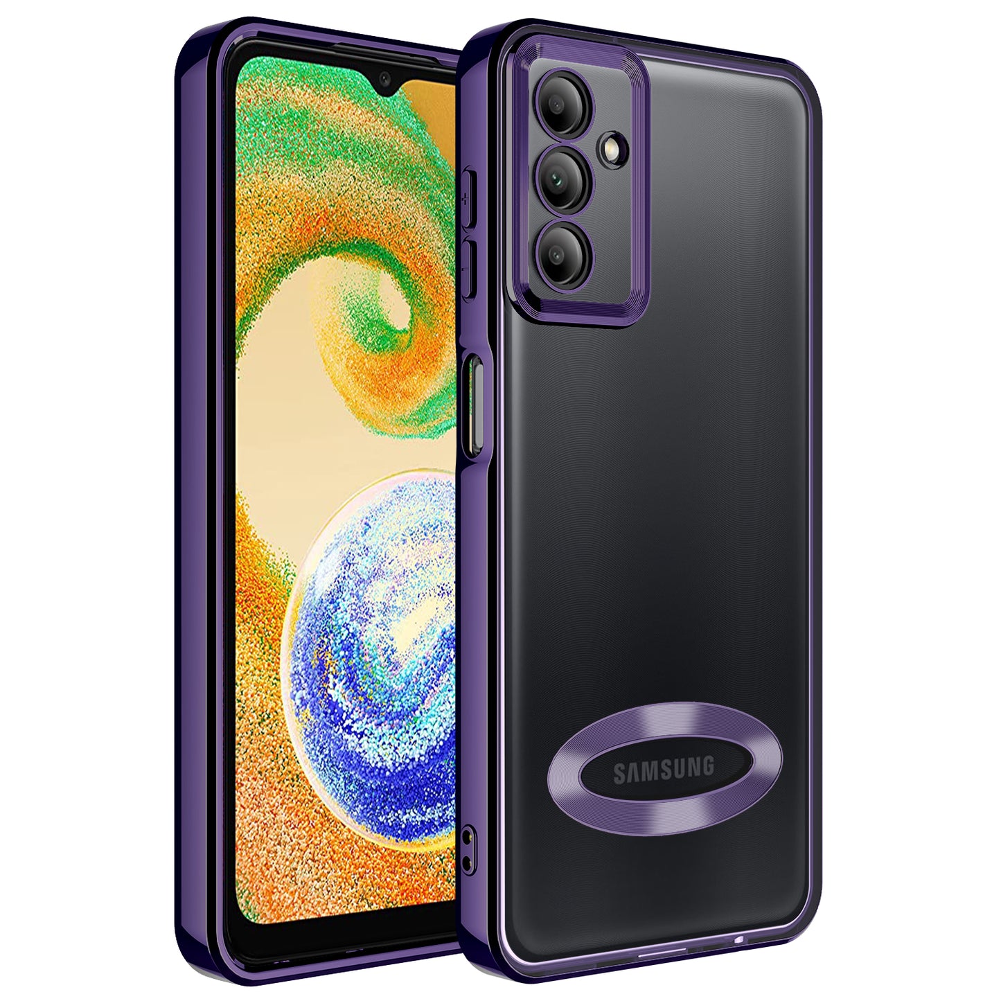 Galaxy A04S Kılıf Kamera Korumalı Logo Gösteren Zore Omega Kapak Derin Mor