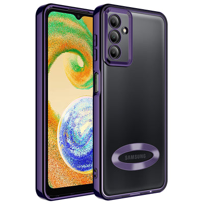 Galaxy A04S Kılıf Kamera Korumalı Logo Gösteren Zore Omega Kapak Derin Mor