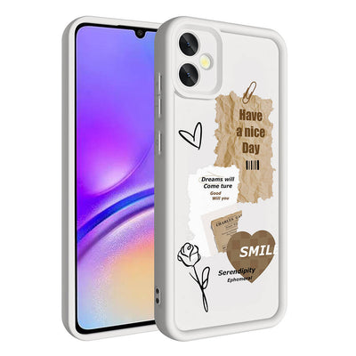 Galaxy A05 Kılıf Kamera Korumalı Baskılı Arka Yüzey Zore Klas Kapak Beyaz