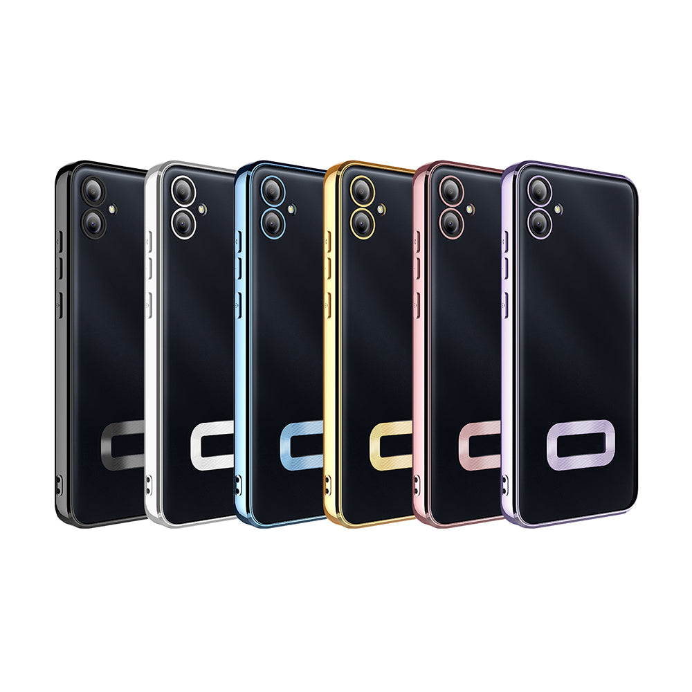 Galaxy A06 Kılıf Kamera Korumalı Logo Gösteren Zore Omega Kapak Mavi