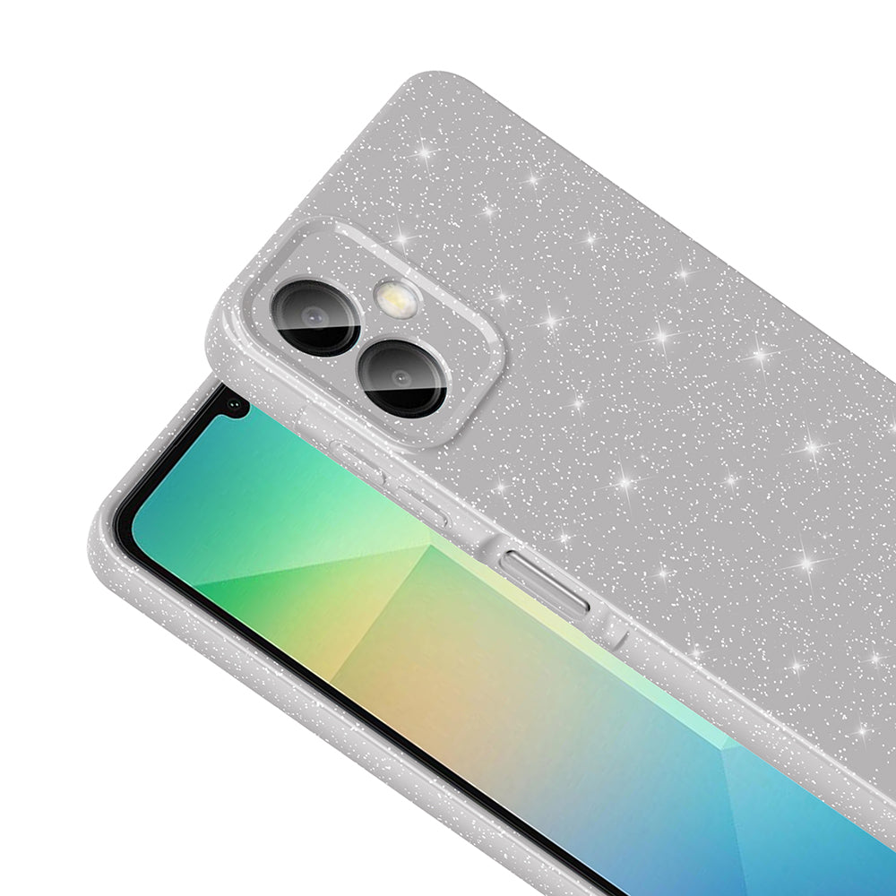 Galaxy A06 Kılıf Kamera Korumalı Simli Lüks Zore Koton Kapak Gümüş