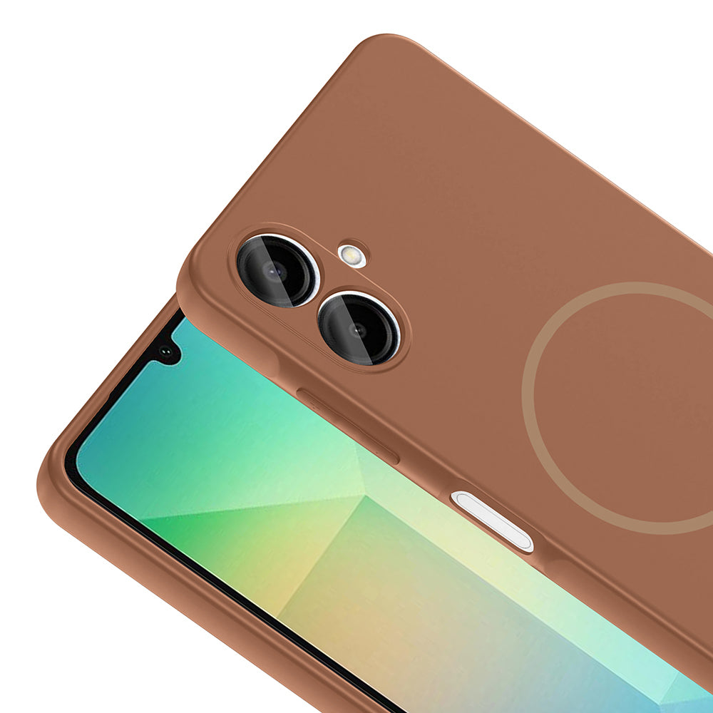 Galaxy A06 Kılıf M-safe Şarj Özellikli Zore Meta Kapak Kahverengi