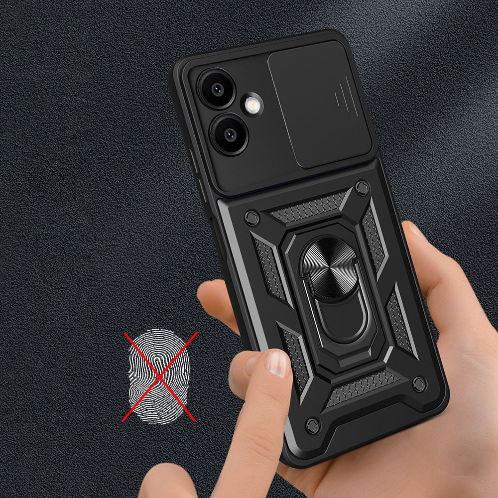 Galaxy A06 Kılıf Magnetik Standlı Kamera Korumalı Zore Sürgülü Vega Kapak Mavi