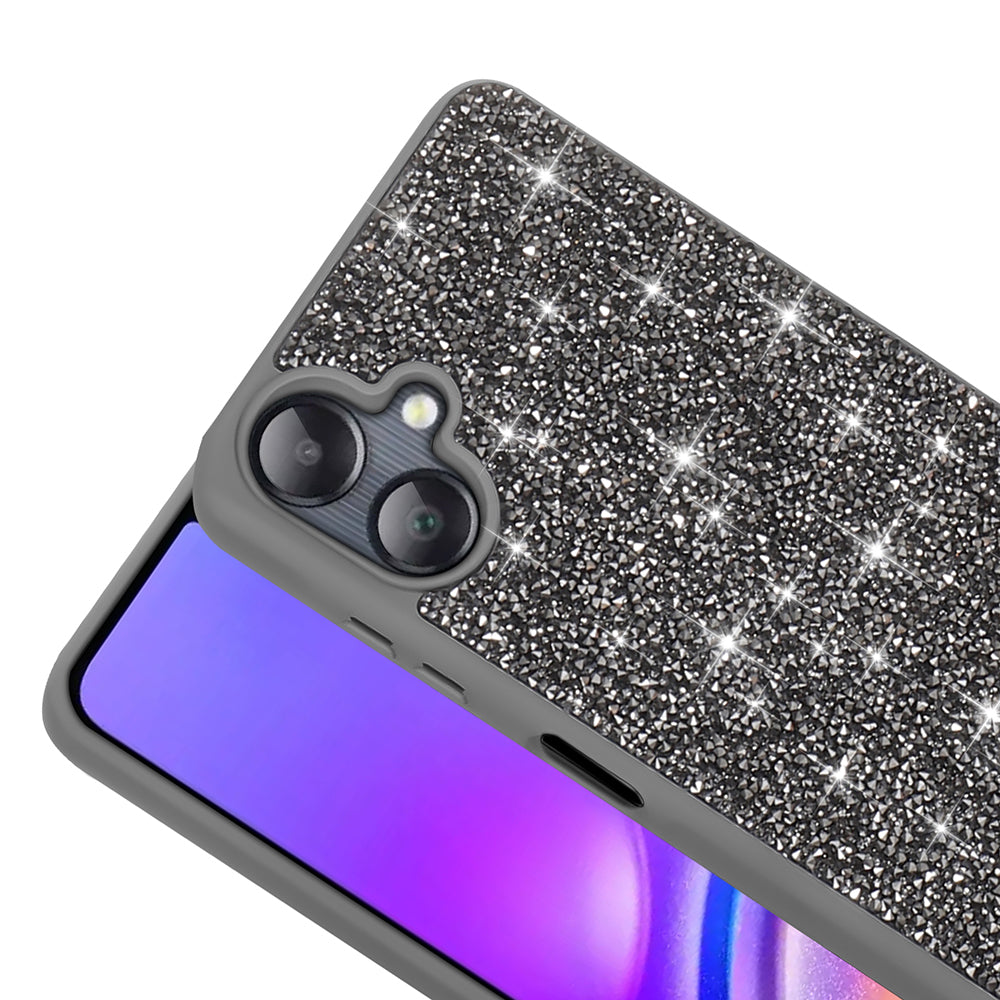 Galaxy A06 Kılıf Parlak Taşlı Tasarım Zore Pırlanta Kapak Gri