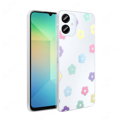 Galaxy A06 Kılıf Şeffaf Figürlü Zore Folk Sert Kapak Papatya