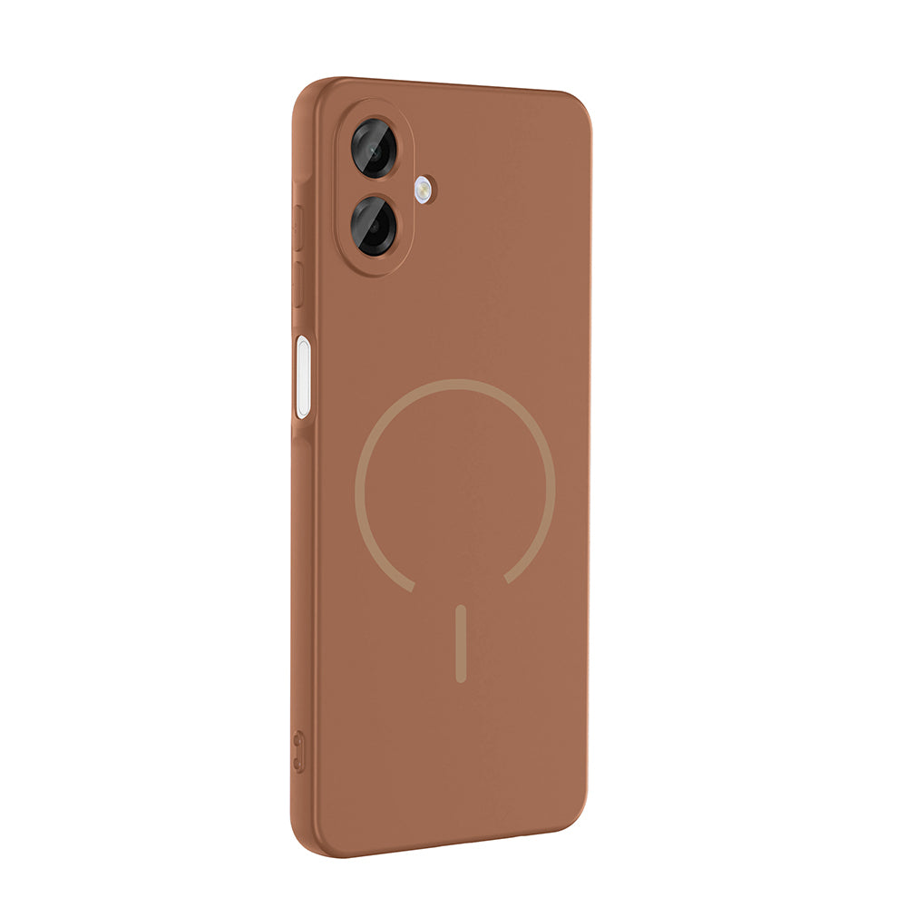 Galaxy A07 Kılıf M-safe Şarj Özellikli Zore Meta Kapak Kahverengi