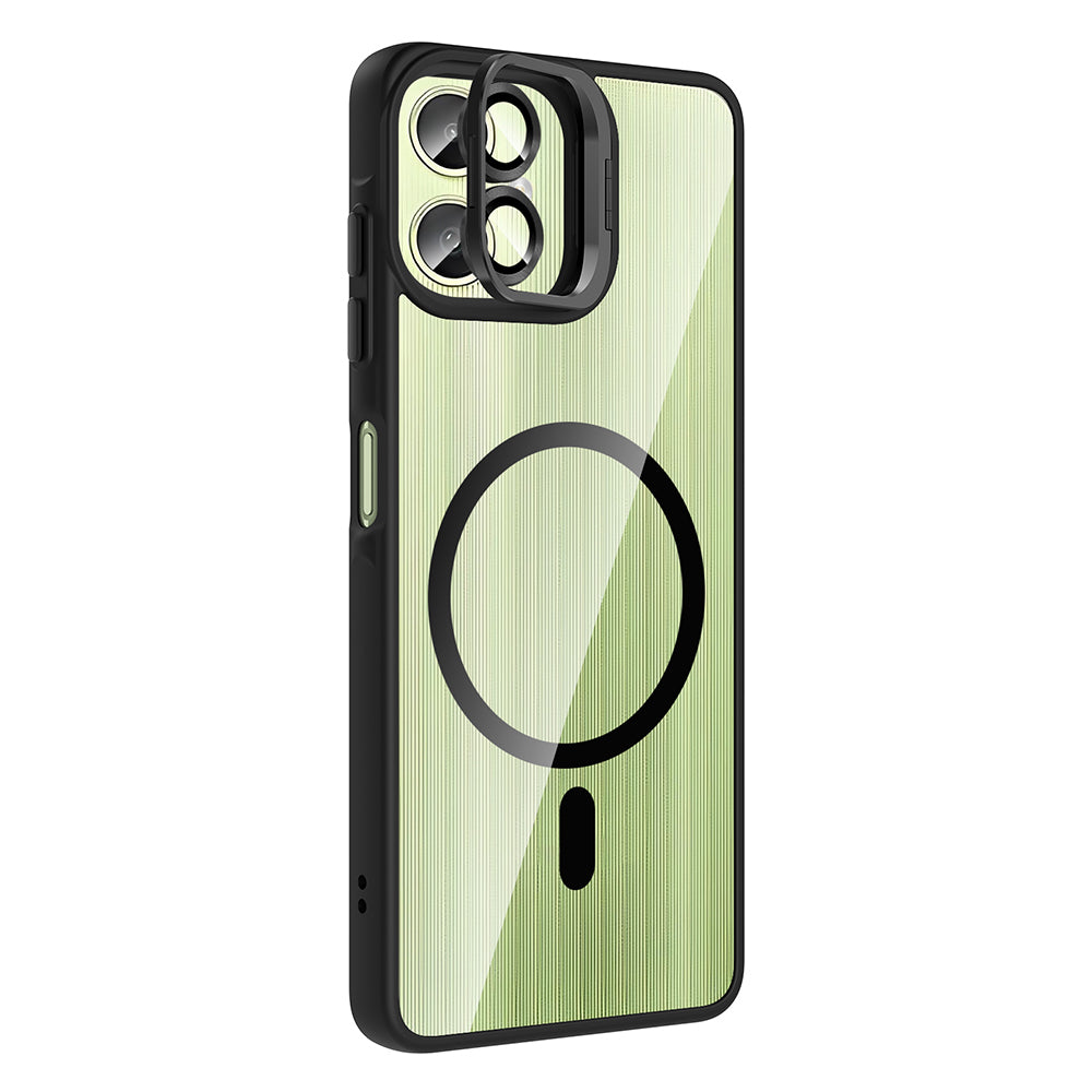 Galaxy A07 Kılıf Standlı ve Kamera Lens Hediyeli Zore Etro Kapak Pembe