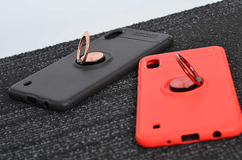 Galaxy A10 Kılıf Zore Ravel Silikon Kapak Siyah-Kırmızı