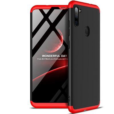 Galaxy A11 Kılıf Zore Ays Kapak Siyah-Kırmızı